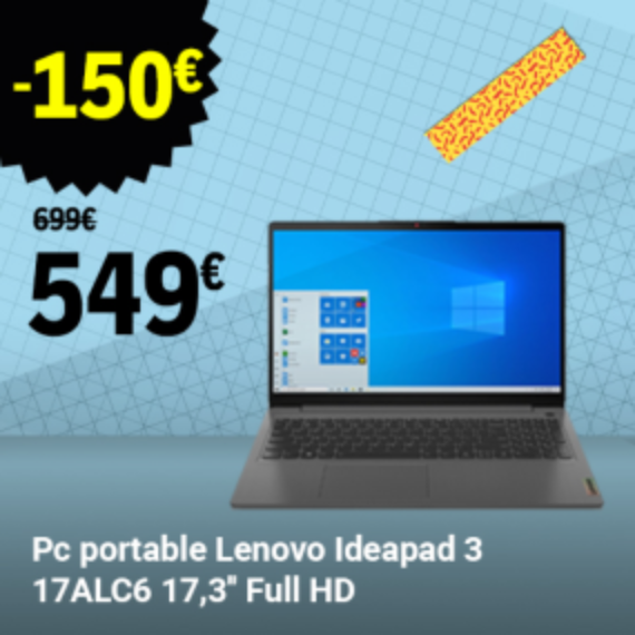 Pc portable lenovo ideapad 3 17 alc6 17.3 full hd